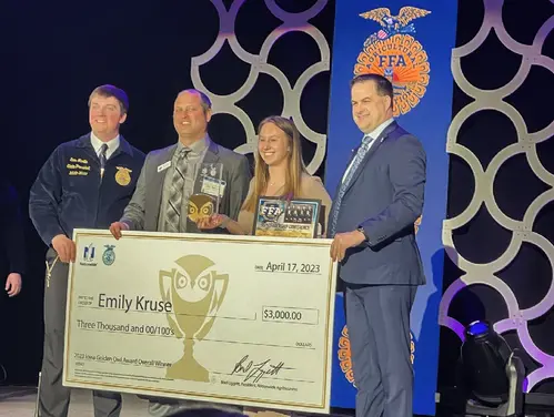 North Scott agriculture educator Emily Kruse was the 2022-23 Golden Owl Award winner.