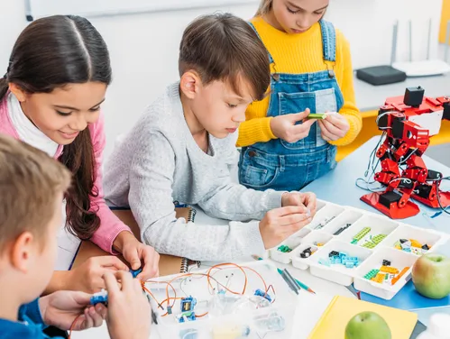 students building robots
