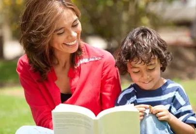 Adult reading to child