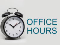 An alarm clock next to the words "Office Hours"