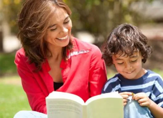 Adult reading to child