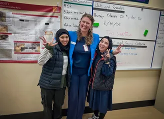 Ann Minks with students