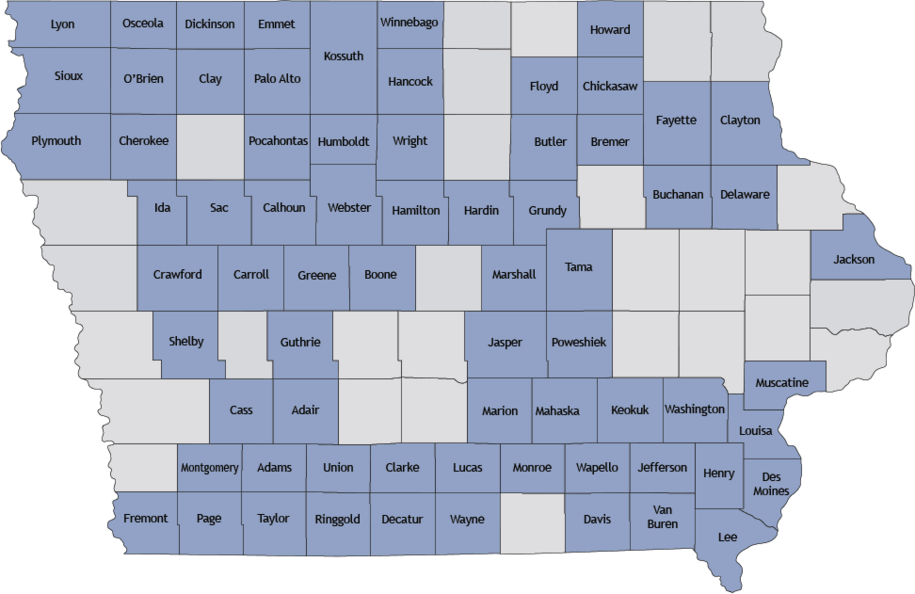 Map of federal eligible mental health professional service areas