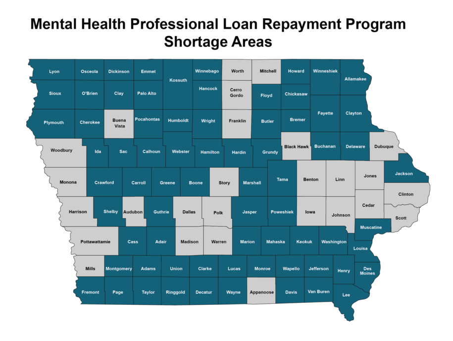 Counties eligible for Mental Health Loan Repayment Program